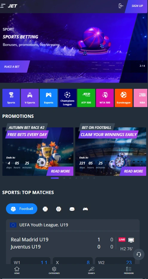 jet mobile sports page